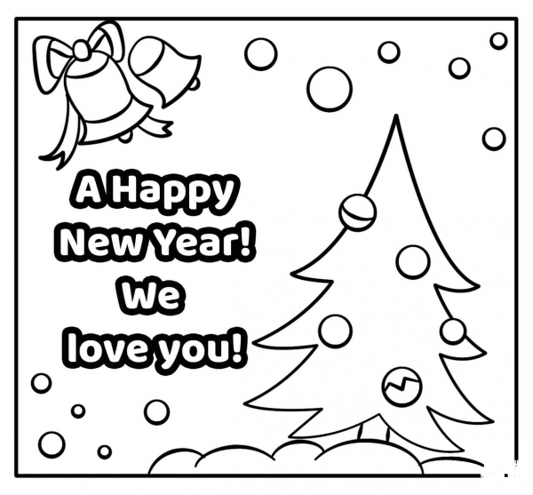 Happy New Year – Encouraging New Year Note coloring page image