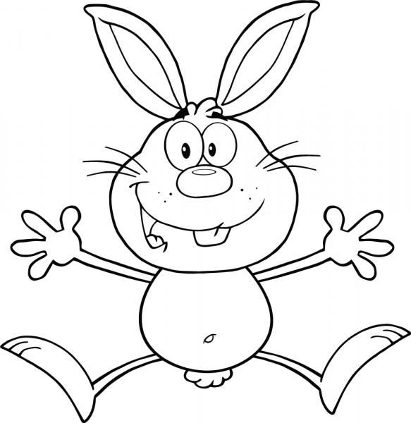Happy Rabbit Jumping coloring page image