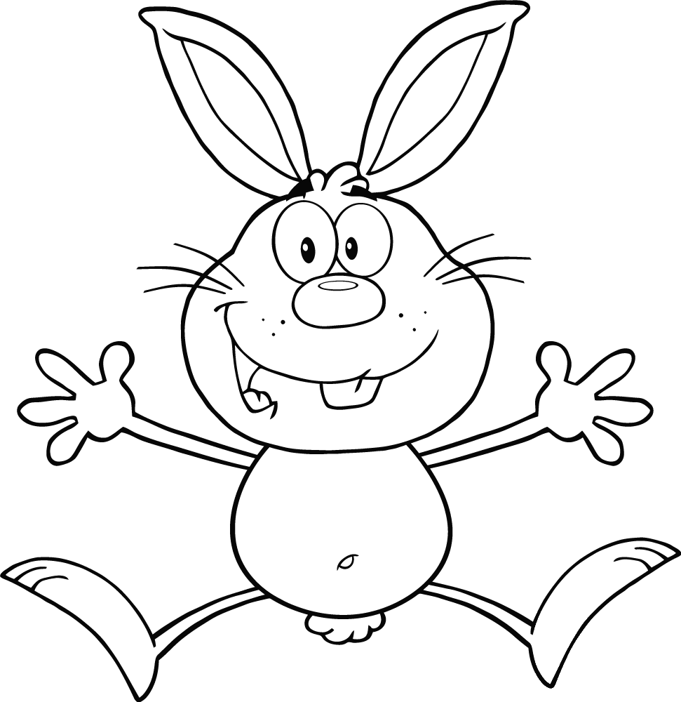 Happy Rabbit Jumping coloring page - ColouringPages