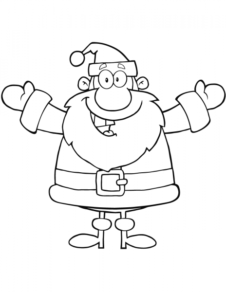 Happy Santa Claus with Open Arms for Hugging coloring page image