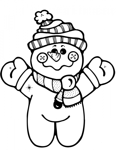 Happy Snowman coloring page image