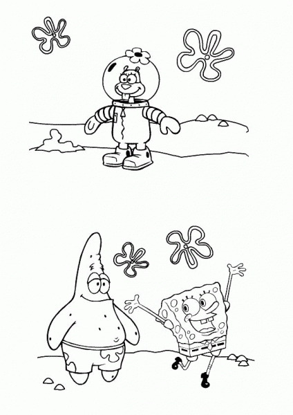 Happy Sponge Bob coloring page image