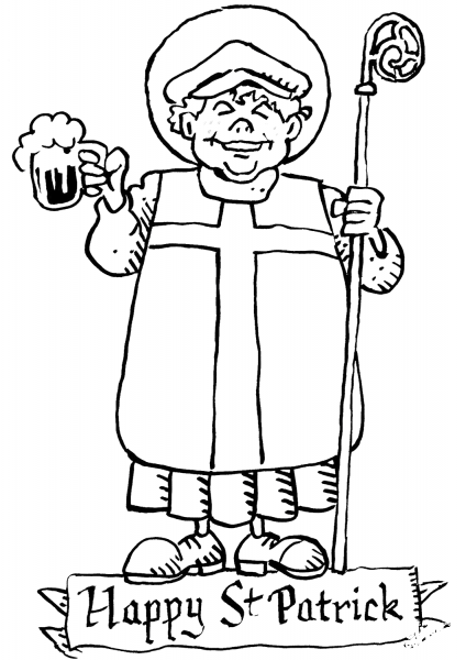 Happy St. Patrick coloring page image