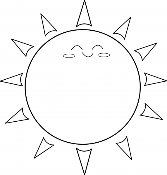 Happy Sun coloring page image