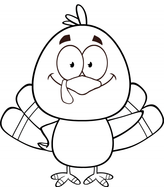 Happy Turkey coloring page image