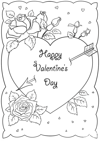 Happy Valentine’s Day Card coloring page image