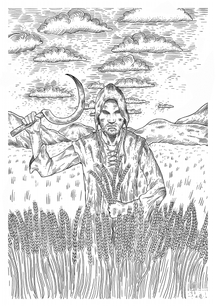 Hard Working Medieval Peasant coloring page image