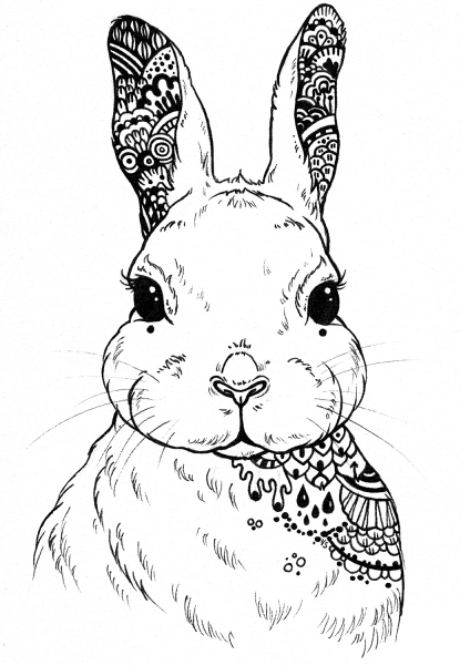 Hare Zentangle coloring page image