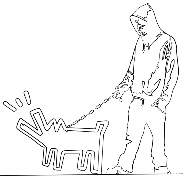 Haring Dog by Banksy coloring page image
