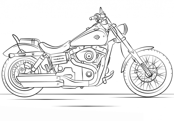 Harley Davidson Motorcycle coloring page image