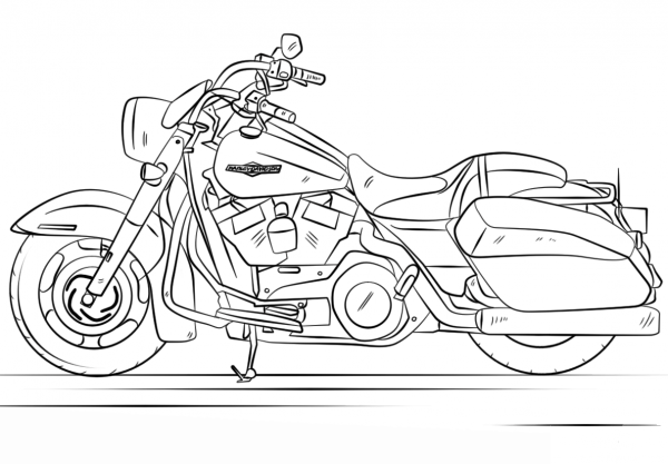 Harley Davidson Road King coloring page image