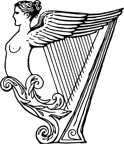 Harp coloring page image
