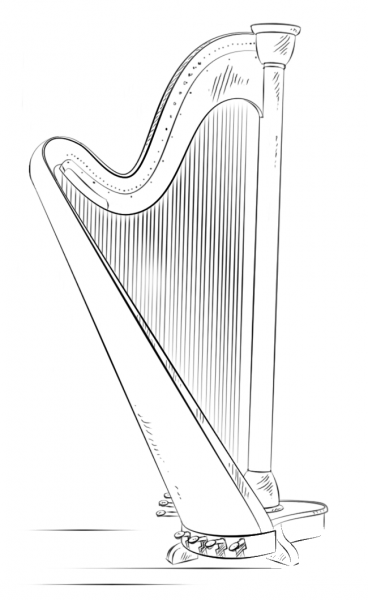 Harp coloring page image