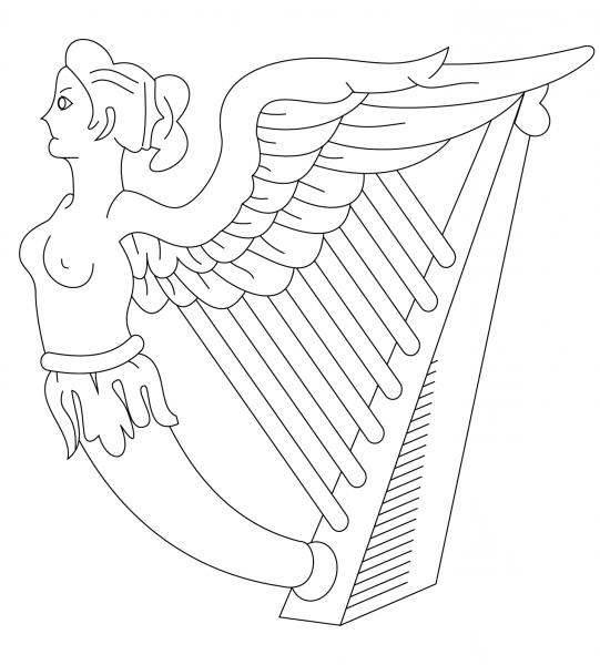 Harp of Ireland coloring page image