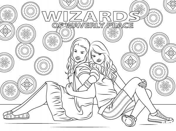 Harper and Alex from Wizards of Waverly Place coloring page image