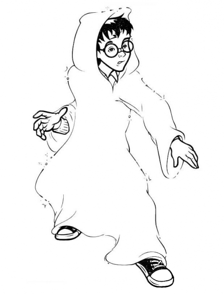 Harry Uses The Magic Cloak  coloring page image