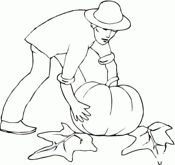 Harvesting Pumpkins coloring page image