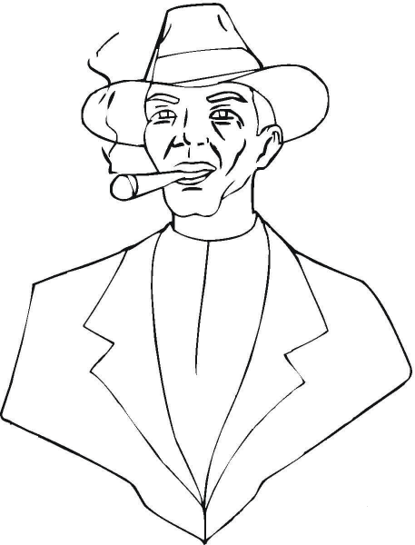 Hat And Cigar  coloring page image