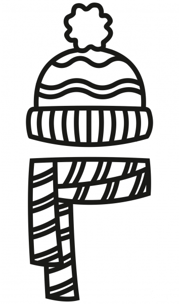 Hat and Scarf coloring page image
