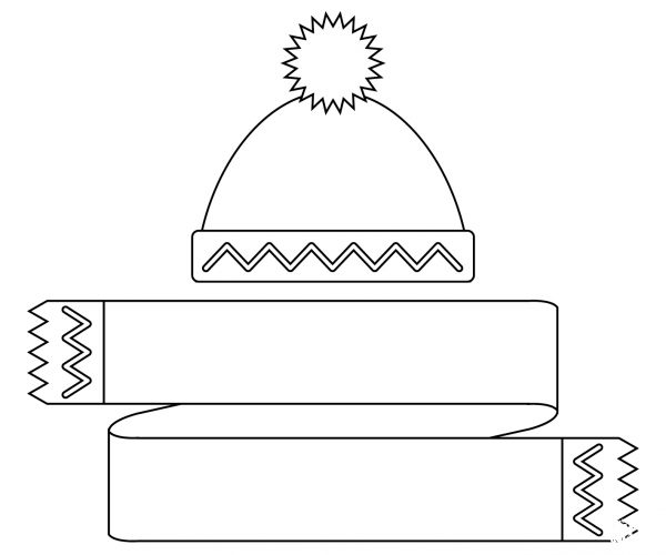 Hat and Scarf coloring page image