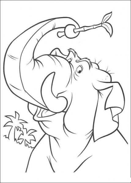 Hathi Is Holding A Plant  coloring page image