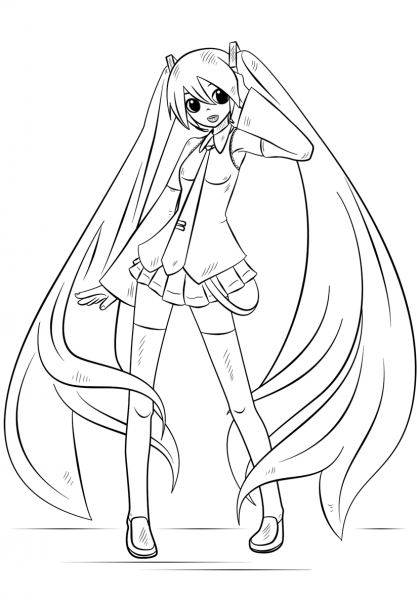 Hatsune Miku coloring page image