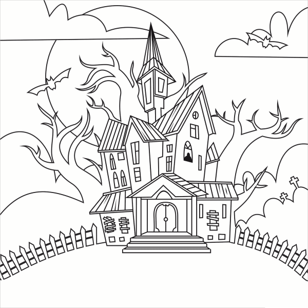 Haunted House coloring page image