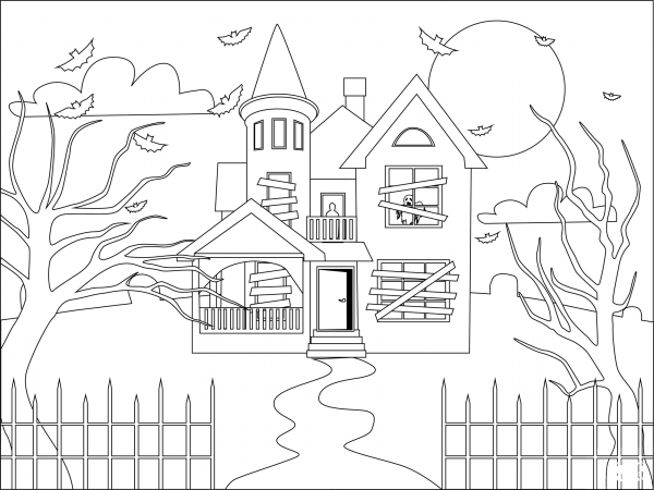 Haunted House coloring page image