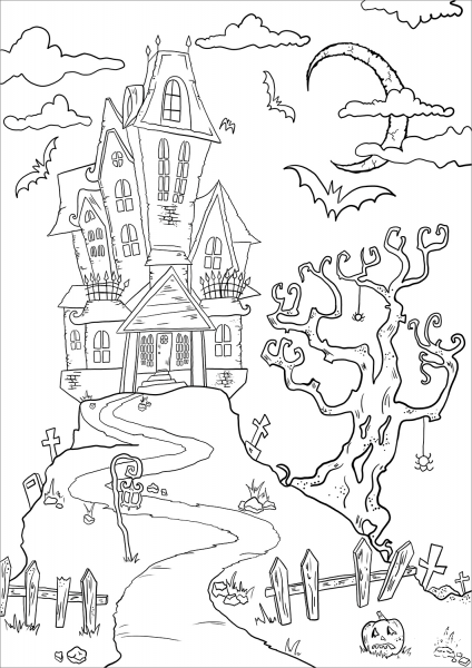 Haunted House coloring page image