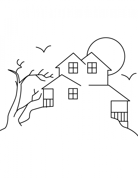 Haunted House coloring page image