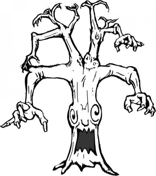 Haunted Tree coloring page image