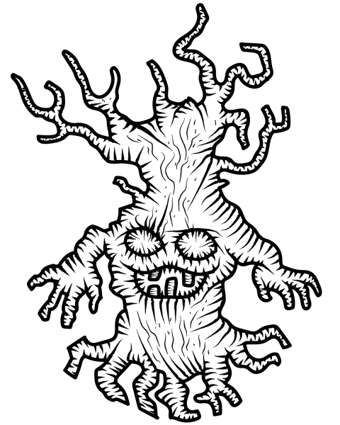 Haunted Tree coloring page image