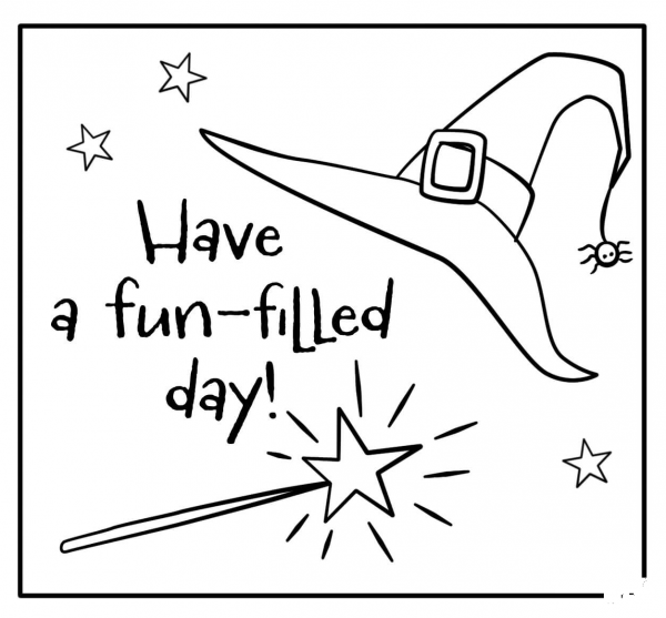 Have a Fun-Filled Day – Encouraging Halloween Note coloring page image