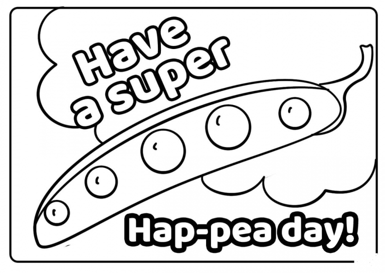 Have a Super Hap-Pea-Day - Encouraging Notes with Fruits coloring page ...