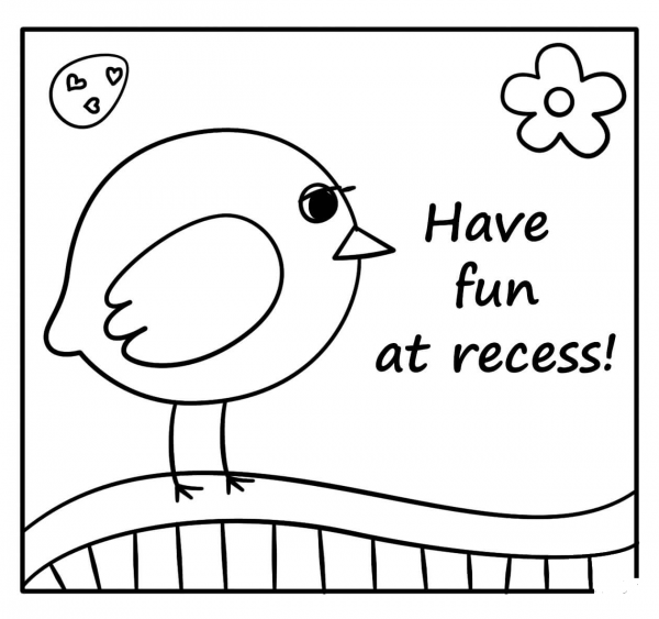 Have Fun at Recess – Encouraging Easter Note coloring page image