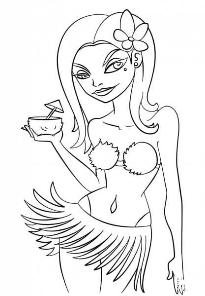 Hawaiian Girl coloring page image