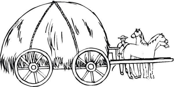 Hay Wagon coloring page image