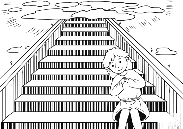 He leads me along the right paths for His name’s sake coloring page image