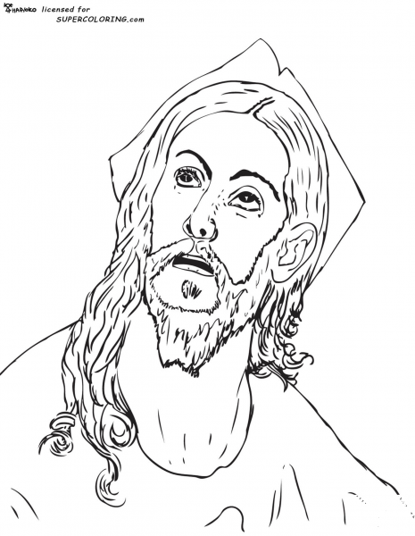 Head of Christ by El Greco  coloring page image