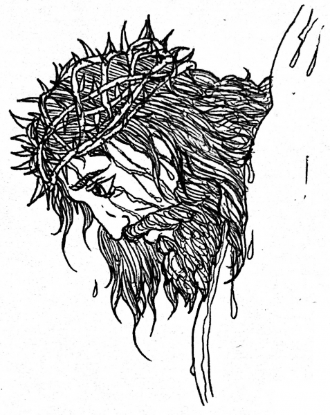 Head Portrait of Jesus on the Cross coloring page image
