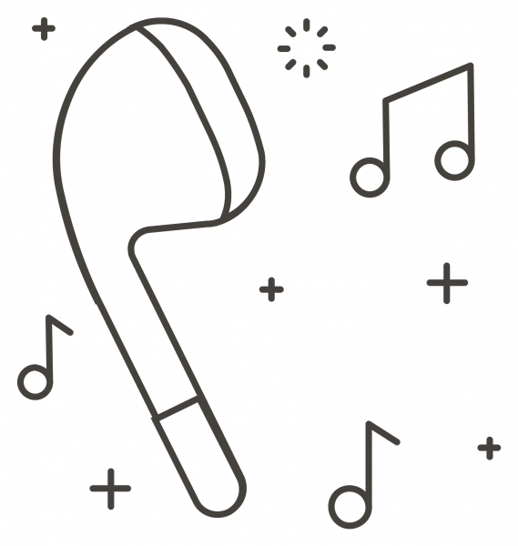 Headphone coloring page image