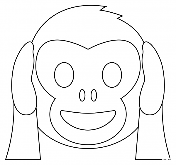 Hear No Evil Monkey coloring page image
