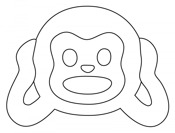 Hear No Evil Monkey Emoji coloring page image