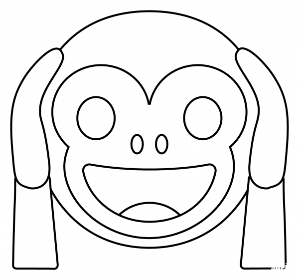 Hear No Evil Monkey Emoji coloring page - ColouringPages