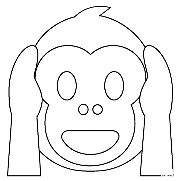 Hear No Evil Monkey Emoji coloring page image