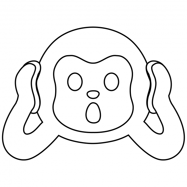 Hear No Evil Monkey Emoji coloring page image