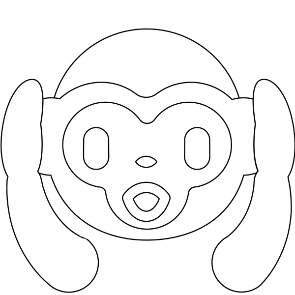 Hear-No-Evil Monkey Face Emoji coloring page image