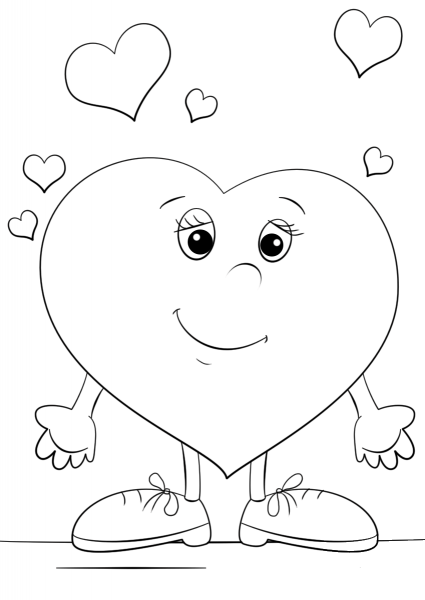 Heart Character coloring page image