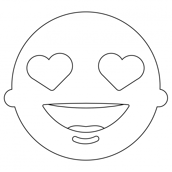 Heart Eyes Face Emoji coloring page image