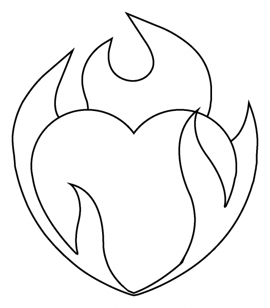 Heart on Fire Emoji coloring page image